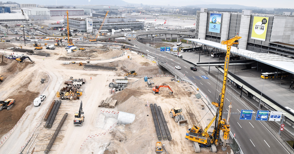 Bauer Resources hat Energiepfahlanlage für the Circle am Züricher Flughafen realisiert