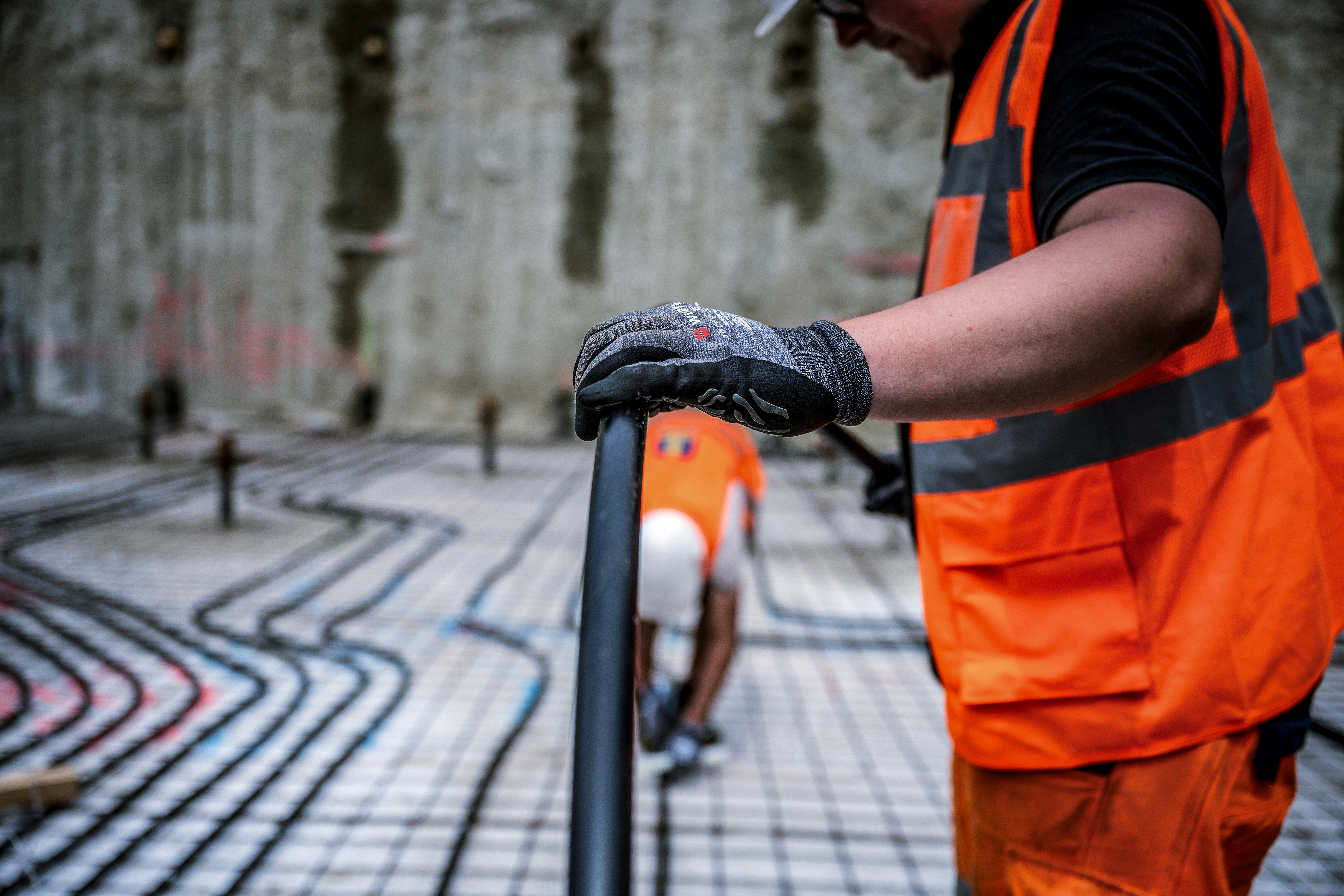 Geothermische Rohrleitungen auf der Baustelle von Bauer Resources