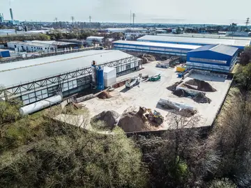 Soil treatment center of Bauer Resources centrally located at Hamburg Harbor