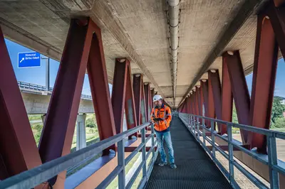 Project Manager Lars Prokosch monitors construction progress.