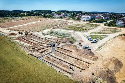 uftaufnahme des Neubaugebiets „Kellerbergbreite“ in Schrobenhausen